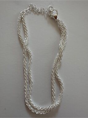 Silver Colored  Multi-Strand Chain Necklace